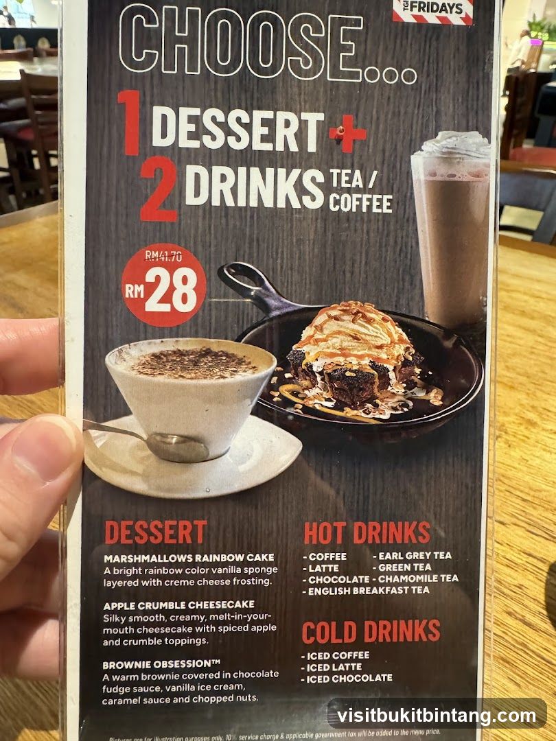 Fridays Dessert and Drink Combo Menu