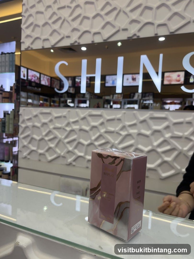 Perfume box on counter