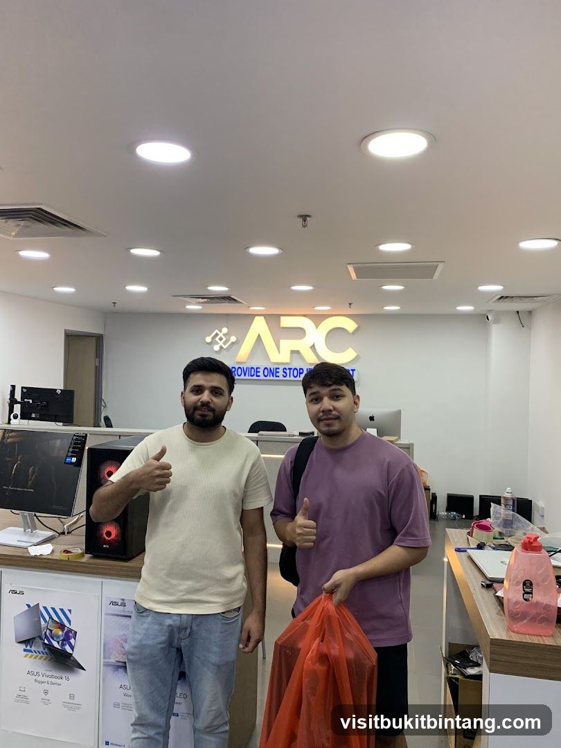 Two men in a computer store