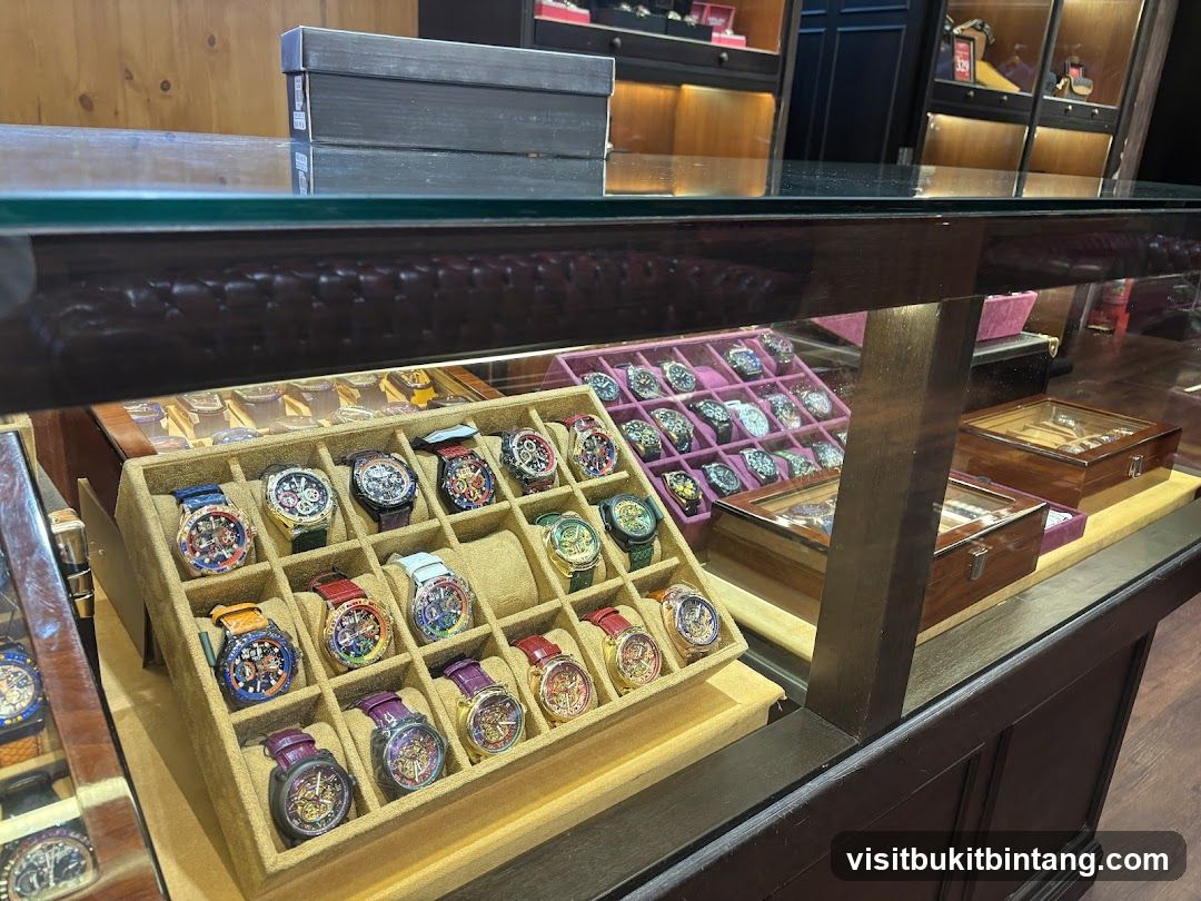 Display case with watches