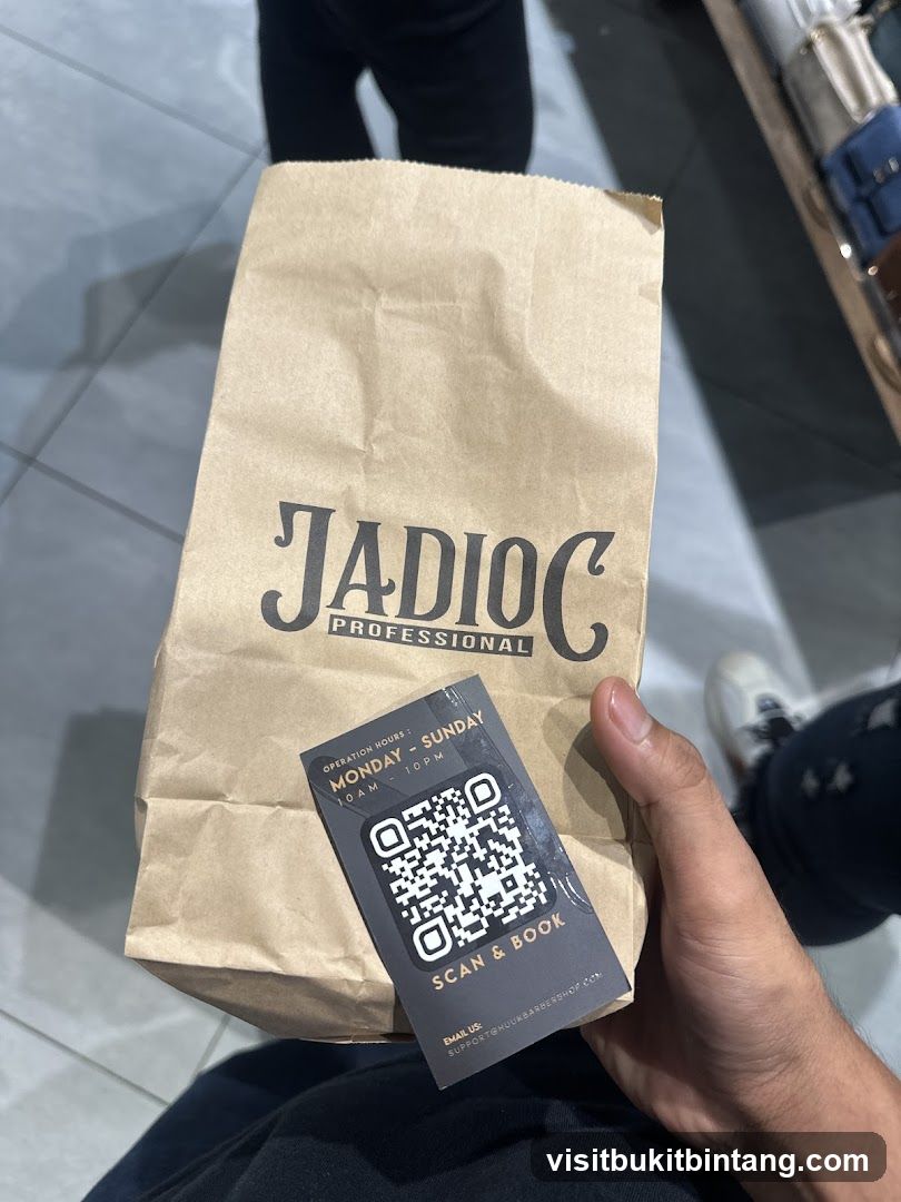 Brown paper bag with logo and QR code