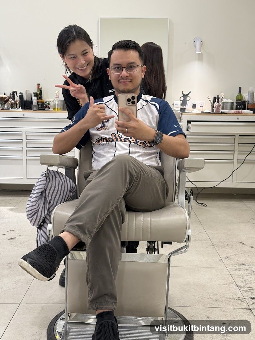 Barber and Client Selfie