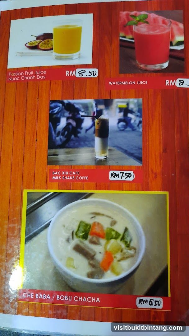 Food and Drink Menu Page