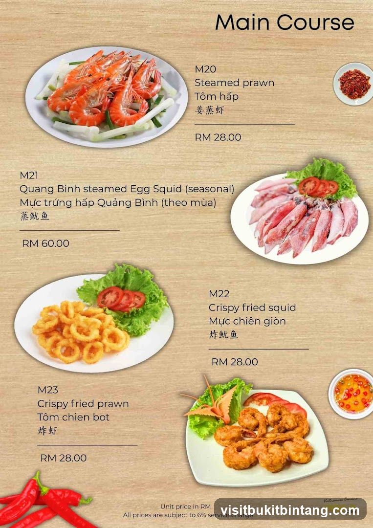 Main Course Menu