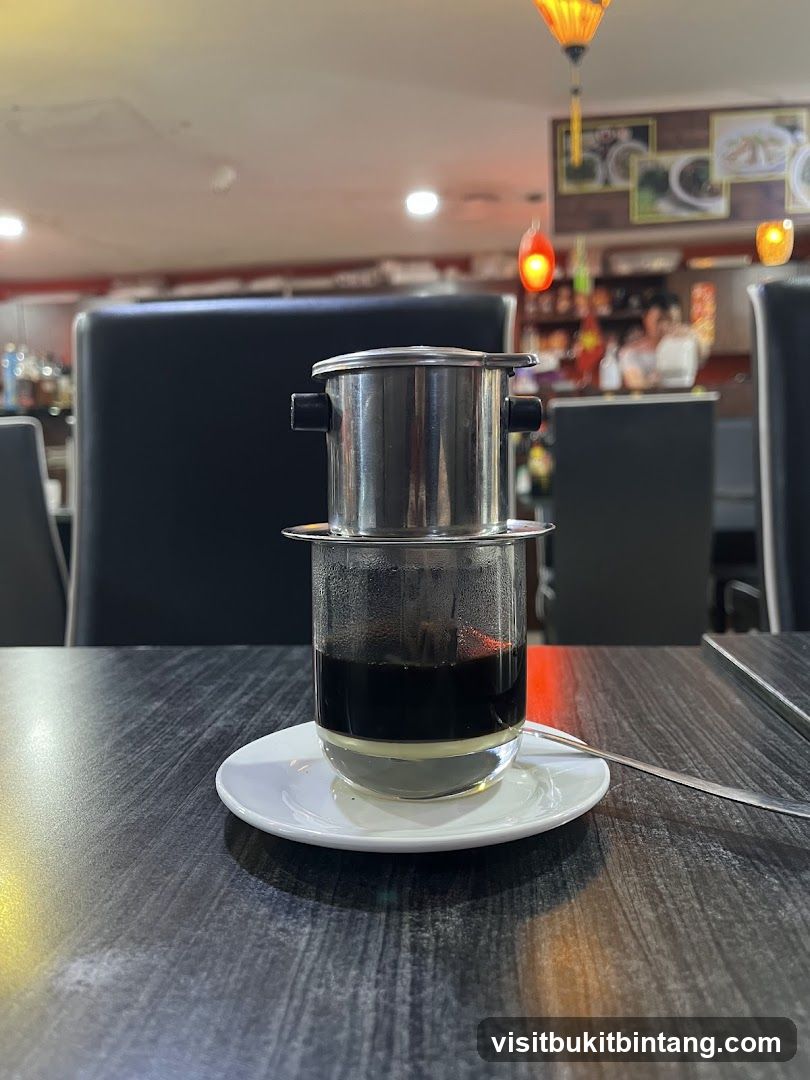 Vietnamese Coffee in Restaurant Interior