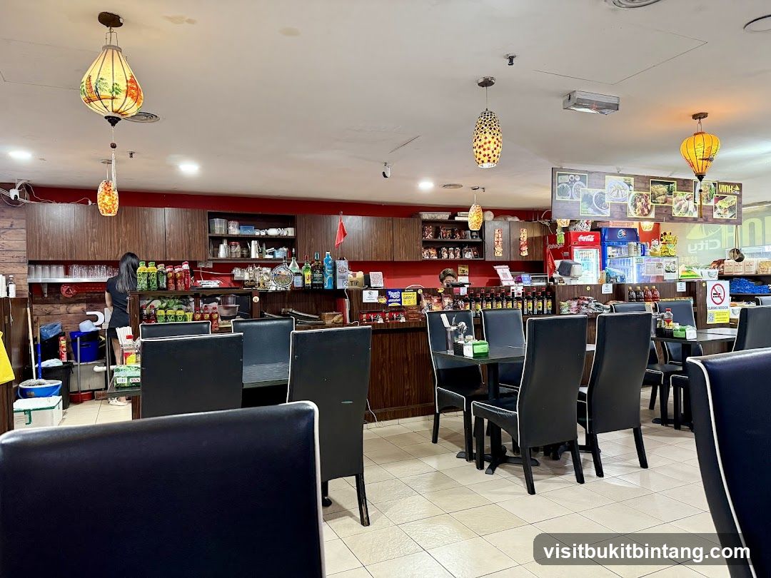 Restaurant Interior with Decorative Lamps