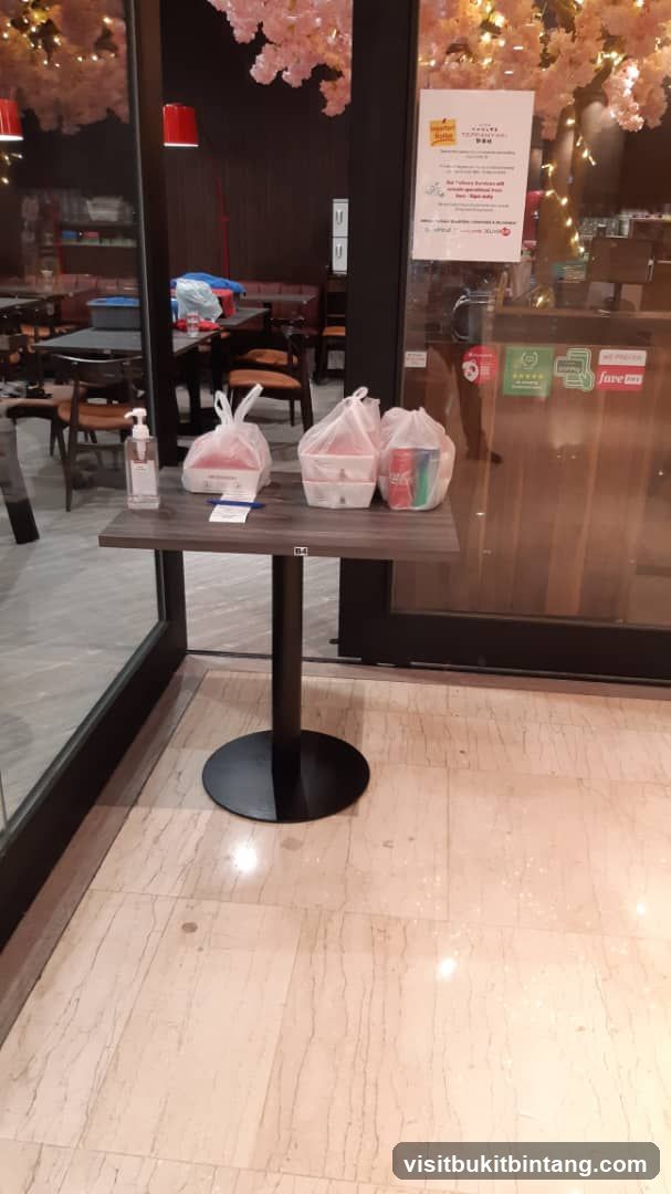 Takeaway Food and Hand Sanitizer