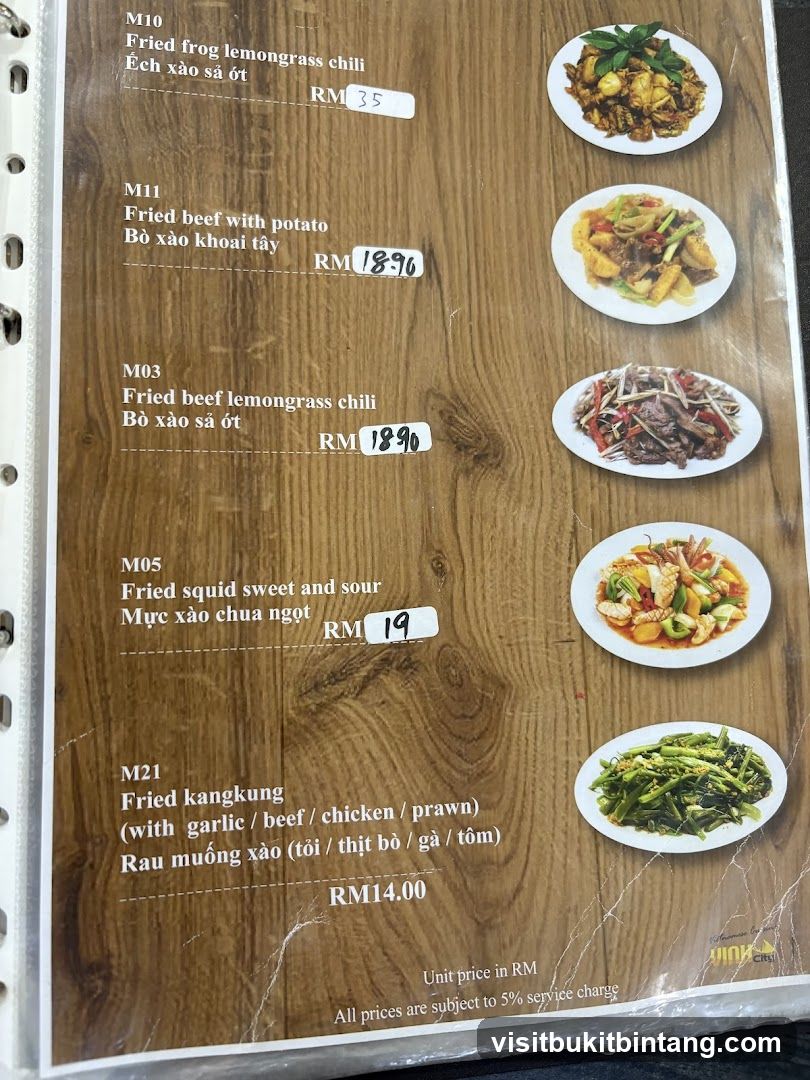 Fried Dishes Menu