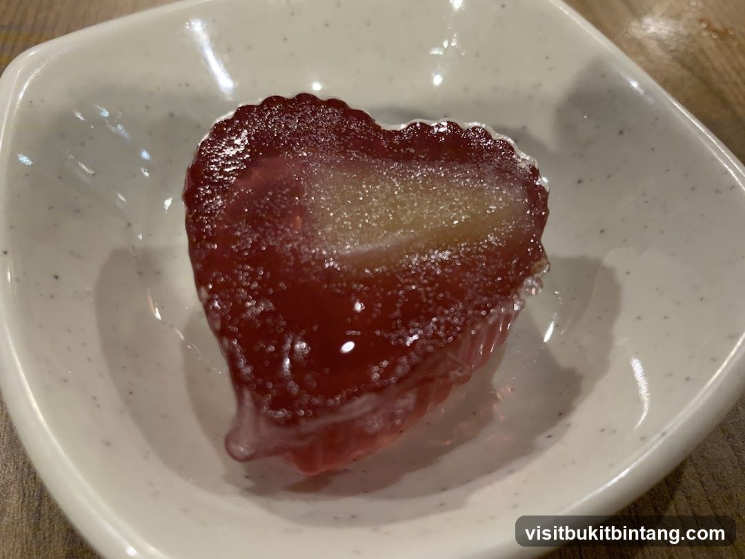 Heart-shaped jelly dessert
