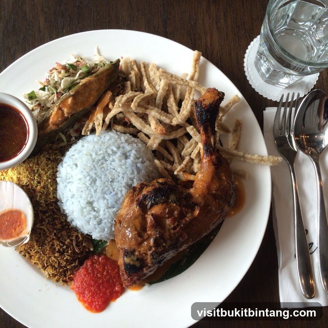 Nasi Kerabu with Fried Chicken