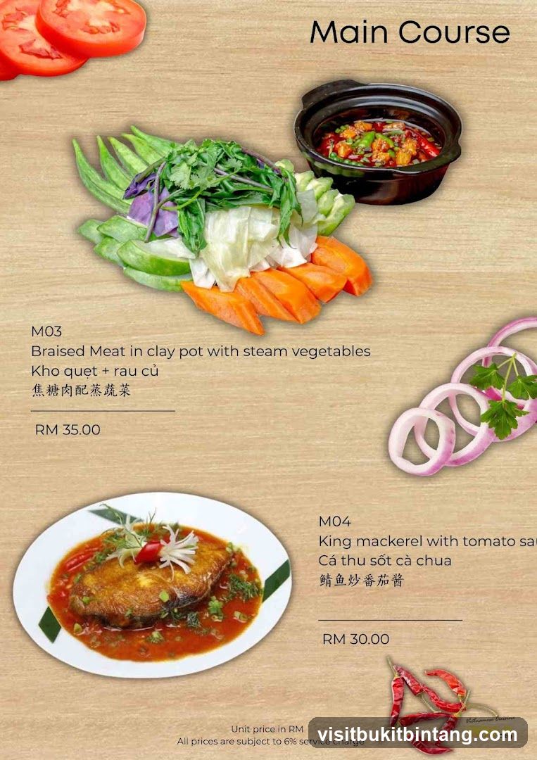 Main Course Menu Page