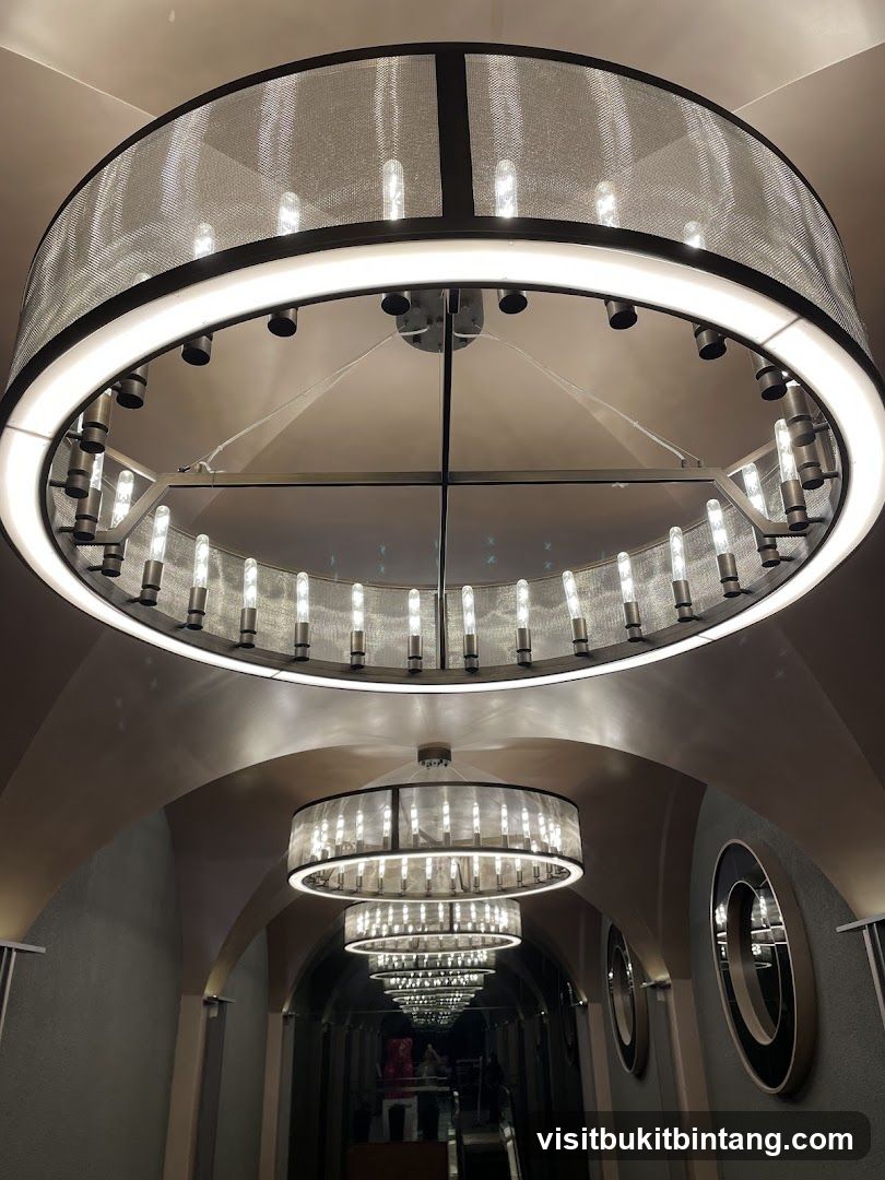 Interior Hallway with Circular Chandeliers
