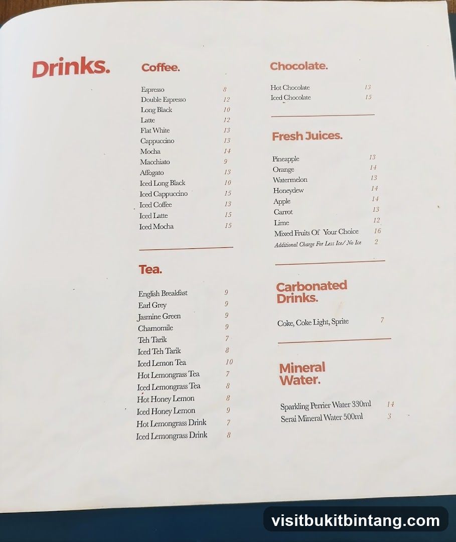 Drinks Menu