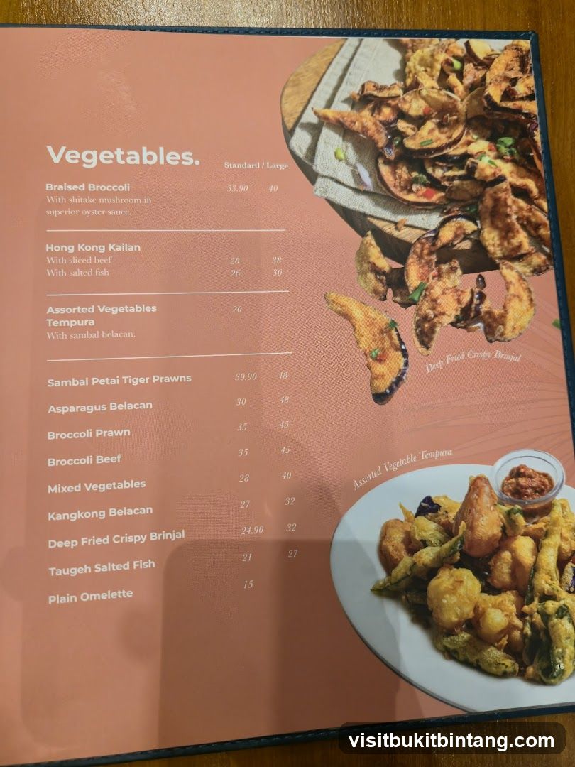 Vegetables Menu