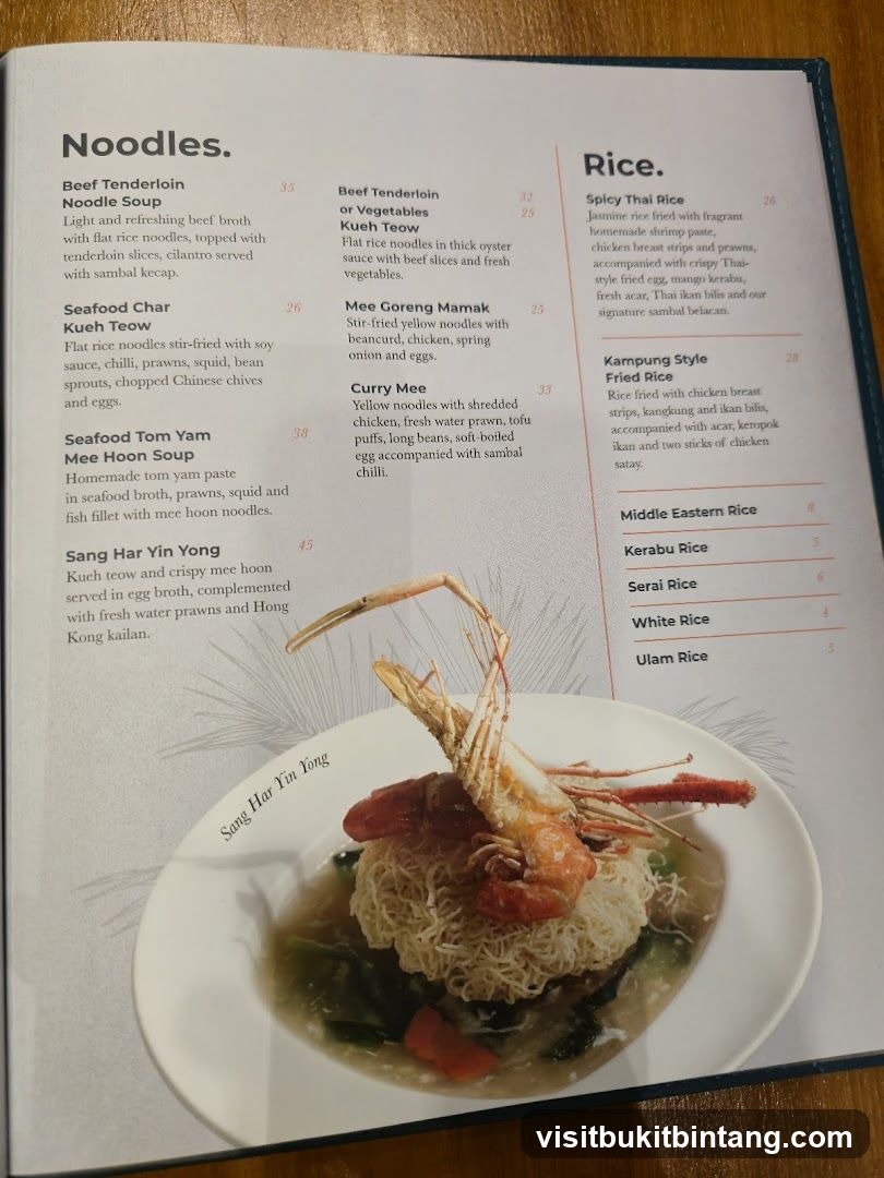 Noodles and Rice Menu