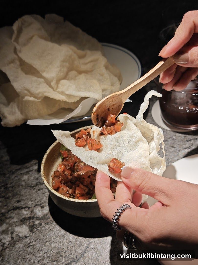 Food Plating with Crispy Chips and Diced Topping