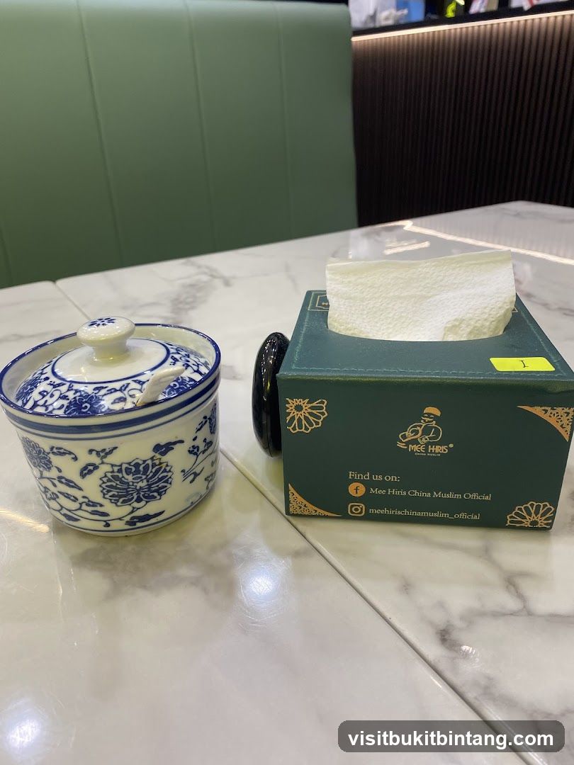 Table Setting with Condiment Holder and Tissue Box