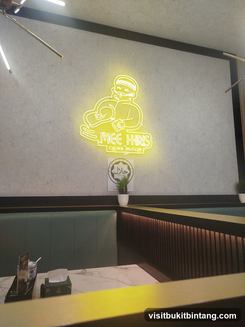 Restaurant Interior with Neon Sign