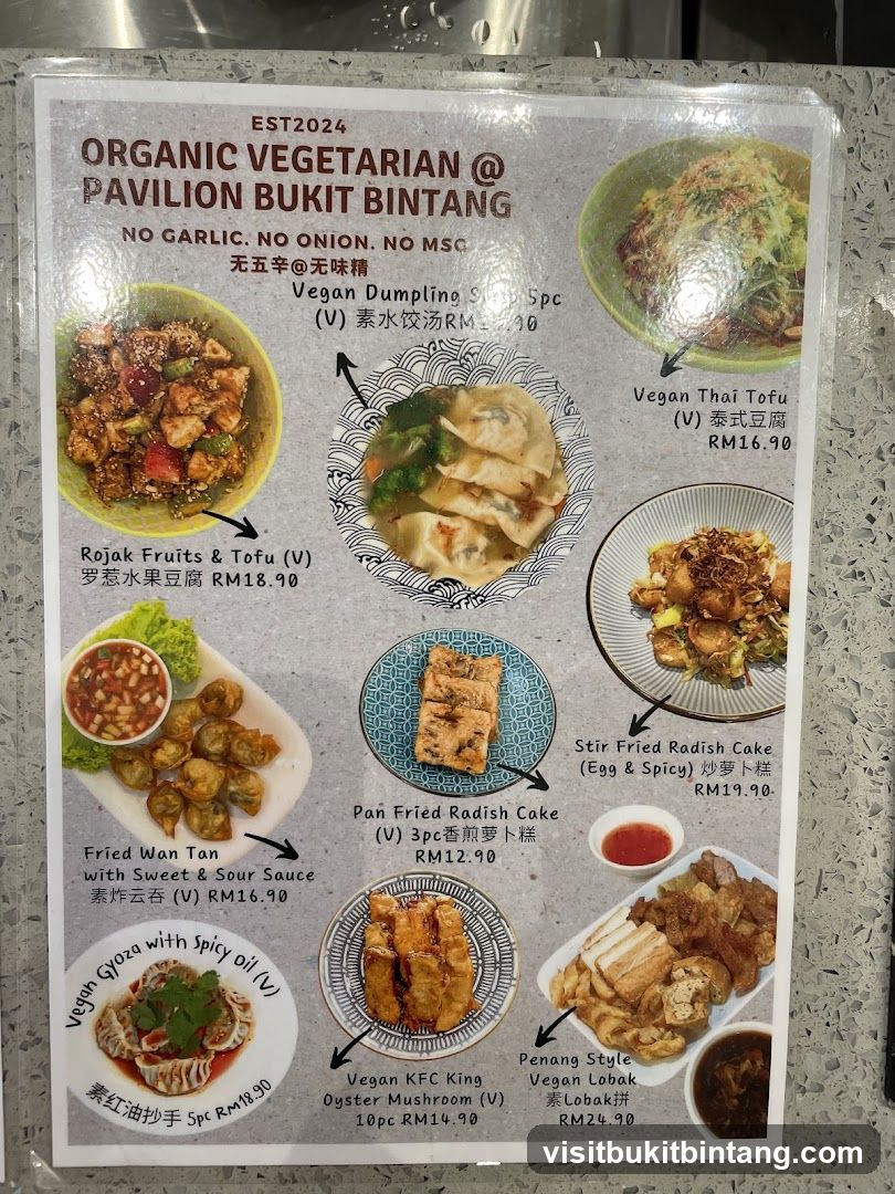 Organic Vegetarian @ Pavilion Bukit Bintang Menu