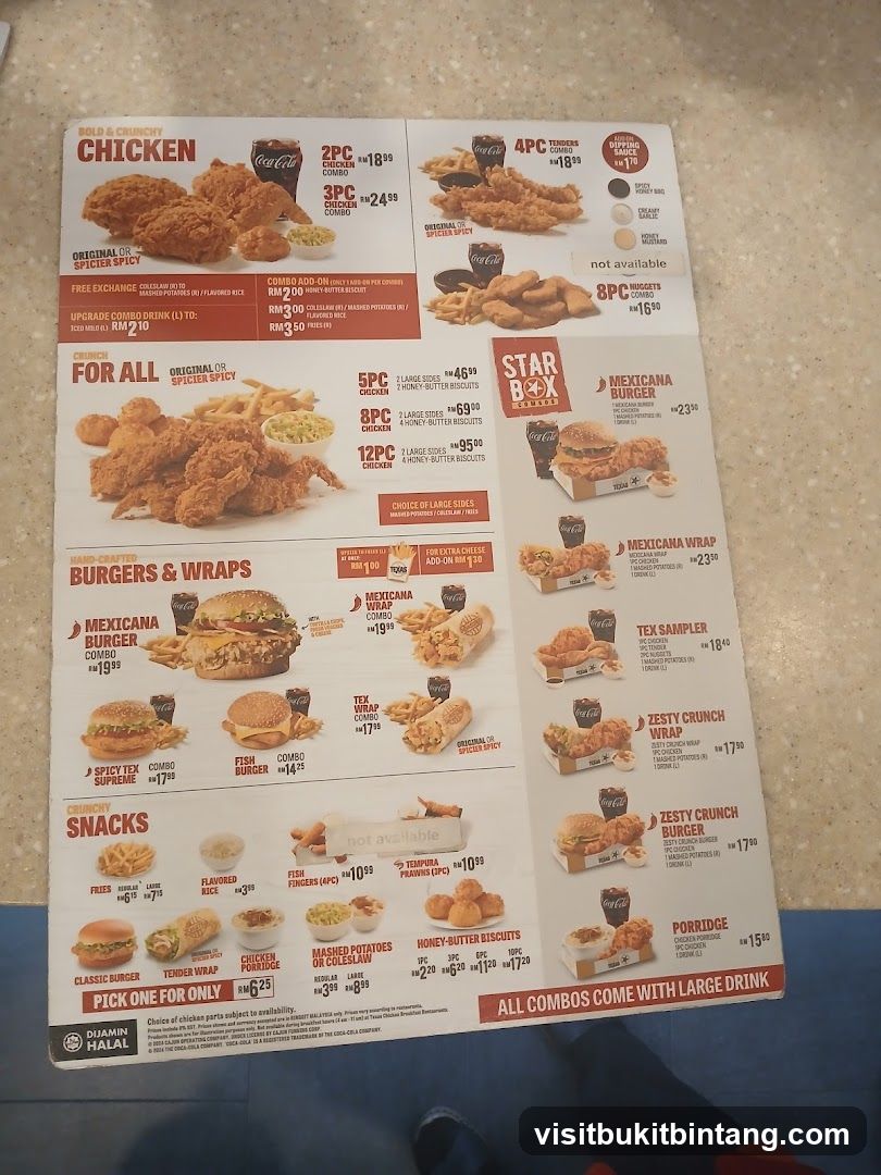 Texas Chicken Menu