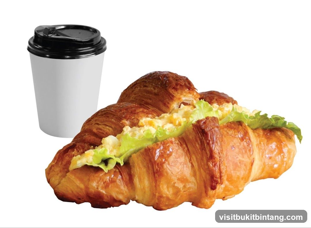 Croissant Sandwich and Coffee