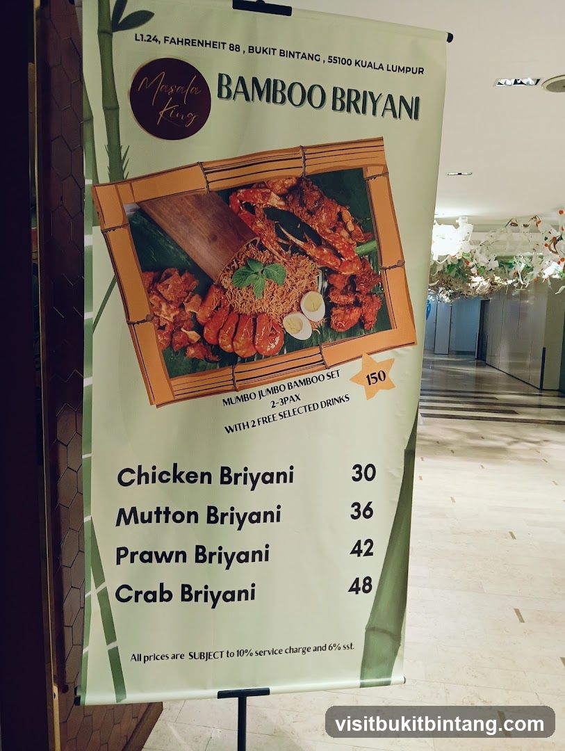 Bamboo Briyani Menu Board