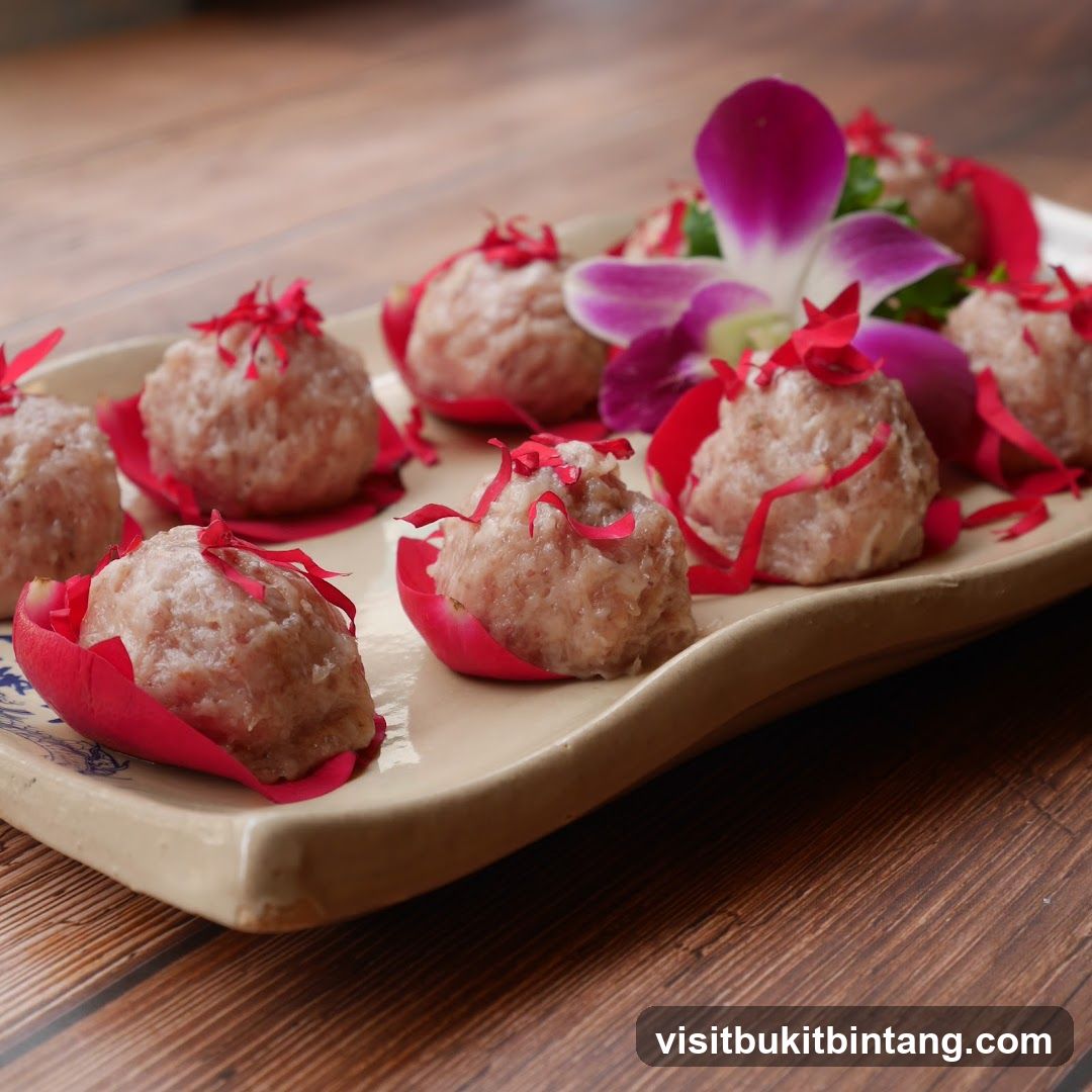 Appetizer Meatballs with Red Garnish