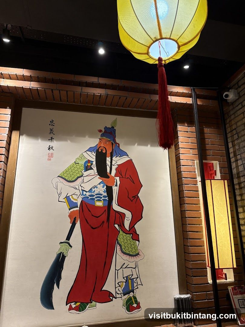 Guan Yu mural in interior setting