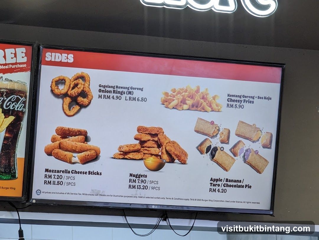 Burger King Sides Menu Board