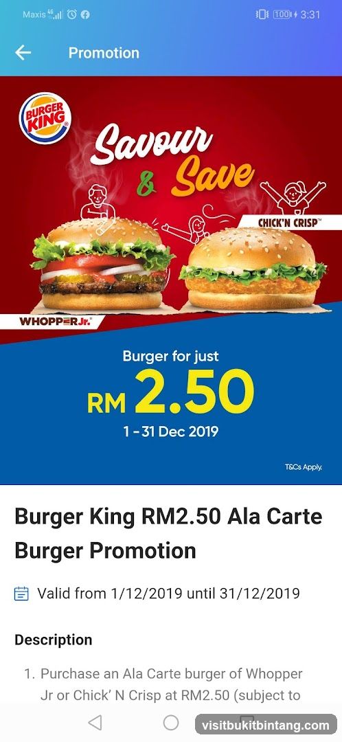 Burger King RM2.50 Promotion