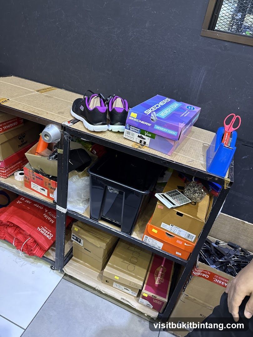 Shoes and Boxes on Shelves