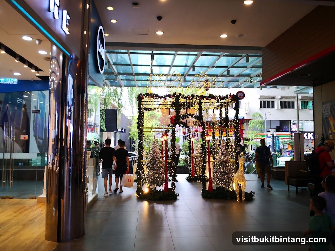 Shopping Mall Interior with Christmas Decorations