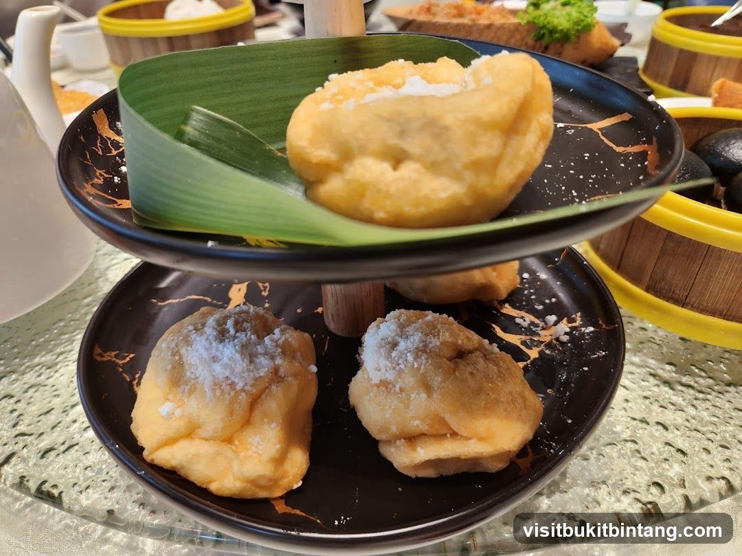 Fried Pastries on a Tiered Stand