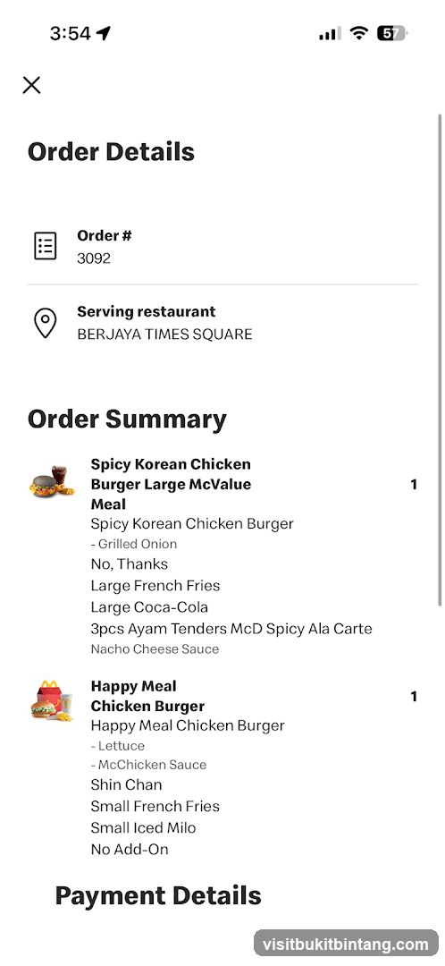 Order Details Screen