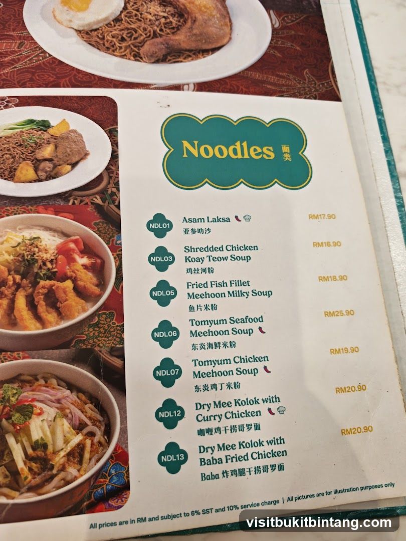 Noodles Menu Page