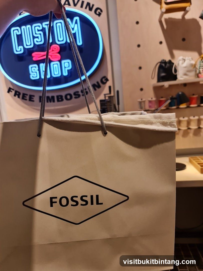 Fossil Shopping Bag with Custom Shop Signage