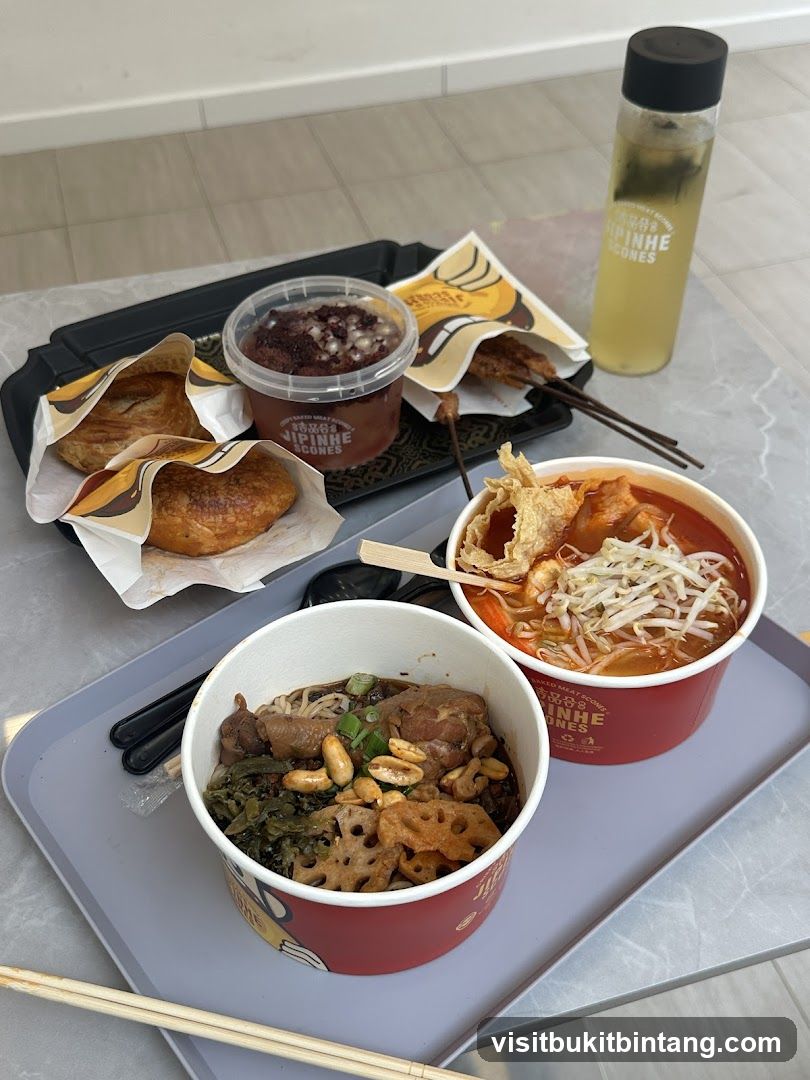 Food Tray with Bowls and Drinks