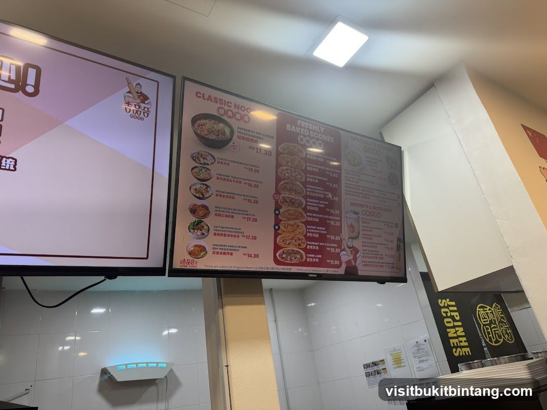 Classic Noodles & Freshly Baked Scones Menu Board