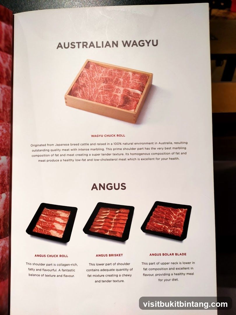 Australian Wagyu and Angus Meat Menu Page