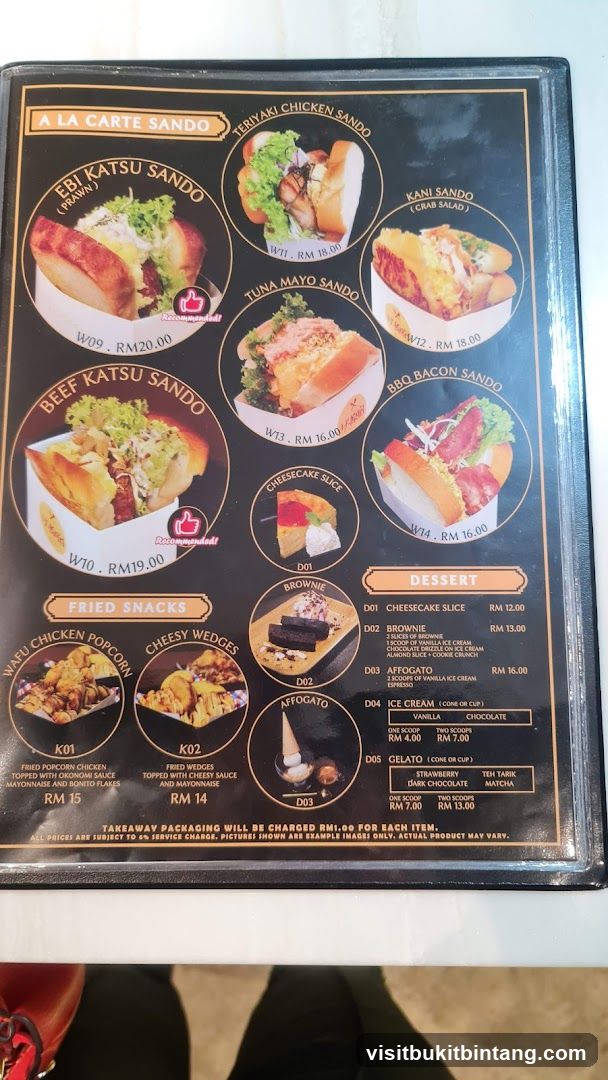 Sando Menu Board