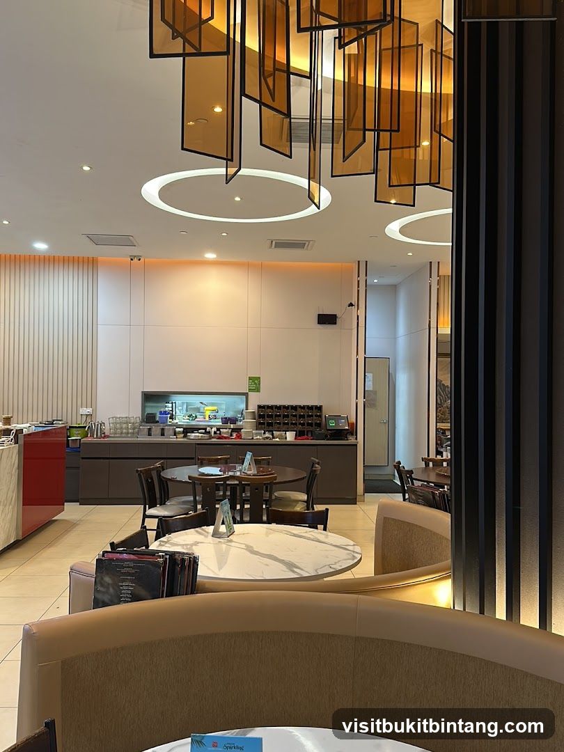 Restaurant Interior with Modern Chandelier