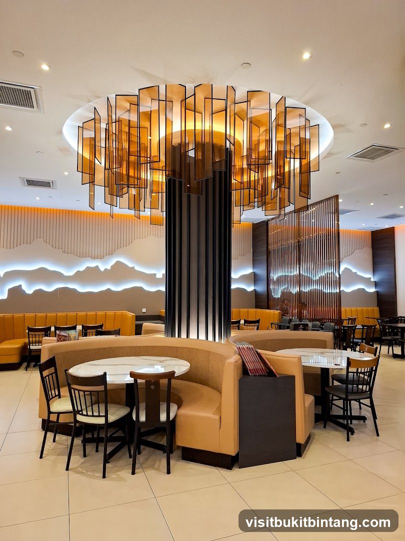 Restaurant Interior with Modern Chandelier
