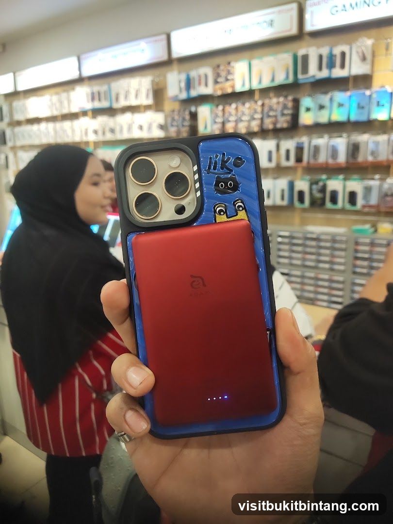Phone with Battery Case in Store