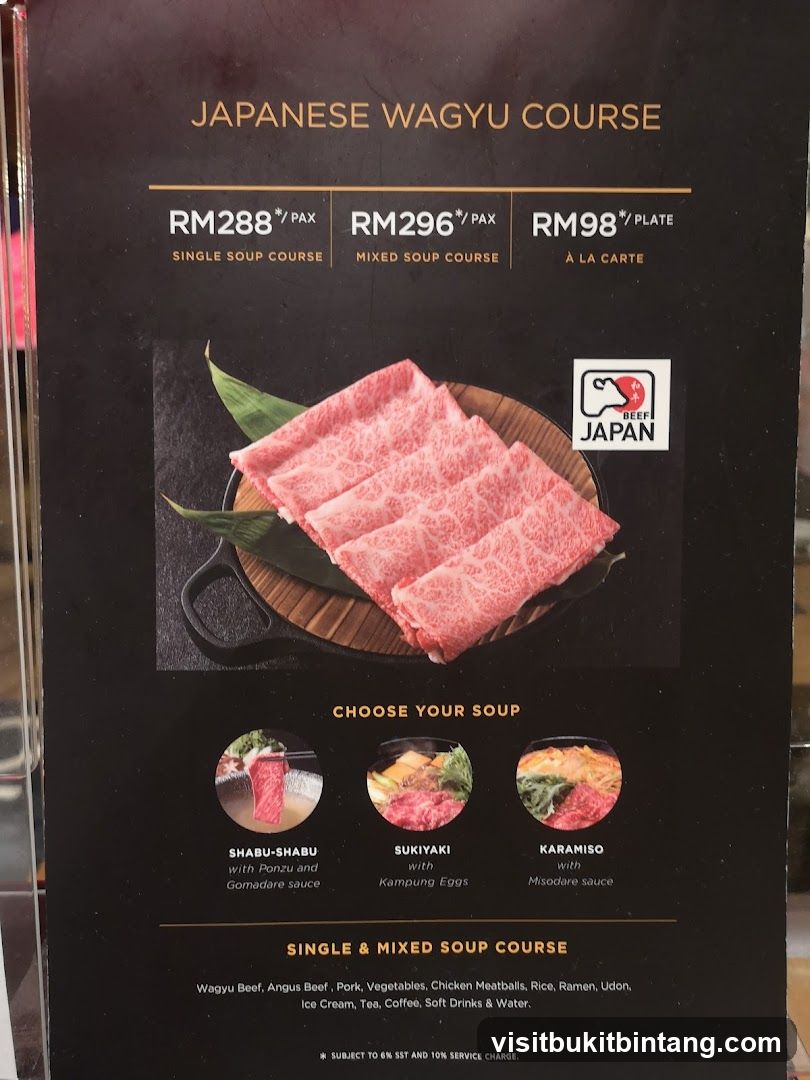 Japanese Wagyu Course Menu Board