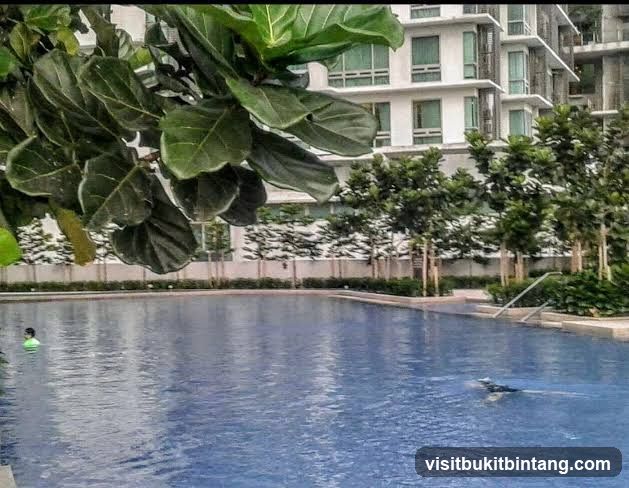 Poolside View with Building Background