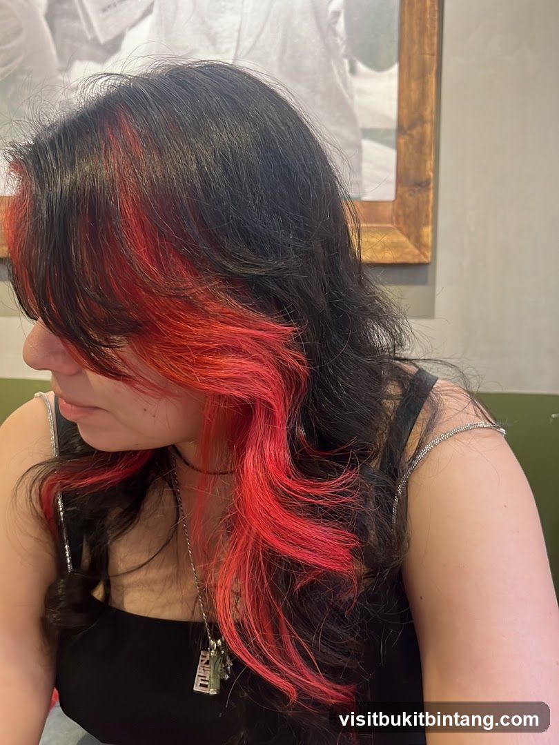 Woman with red streaks in hair