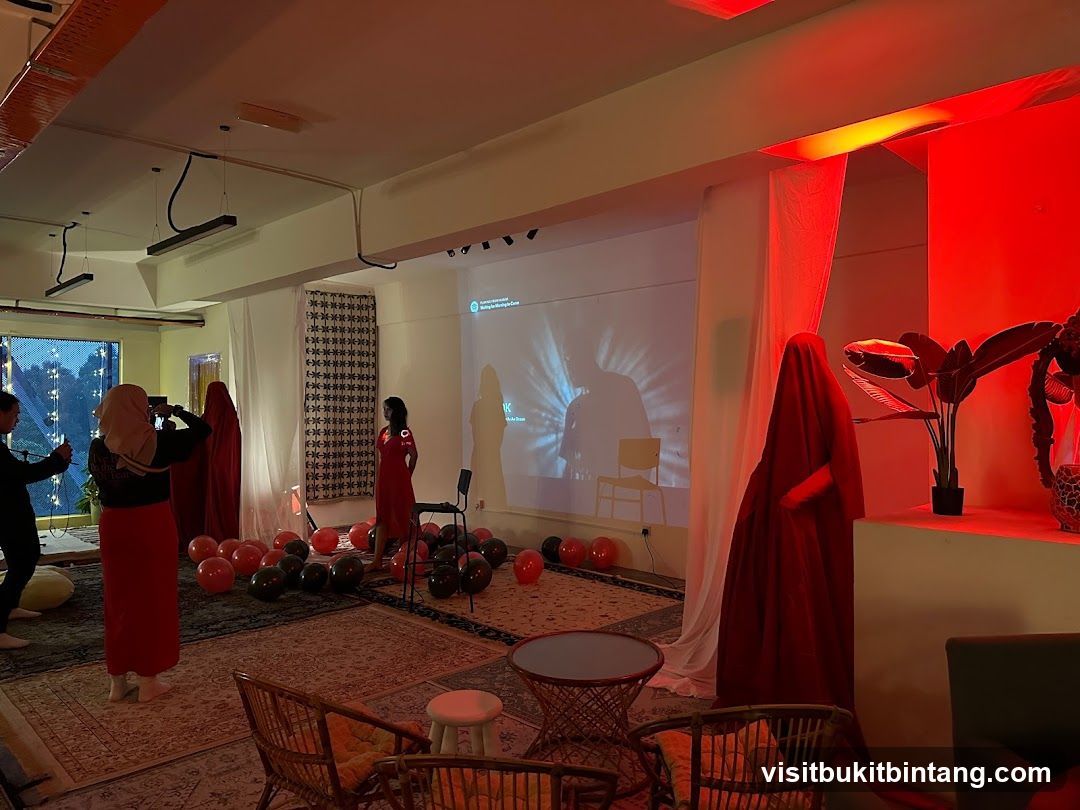 Event Setup with Red and Black Balloons