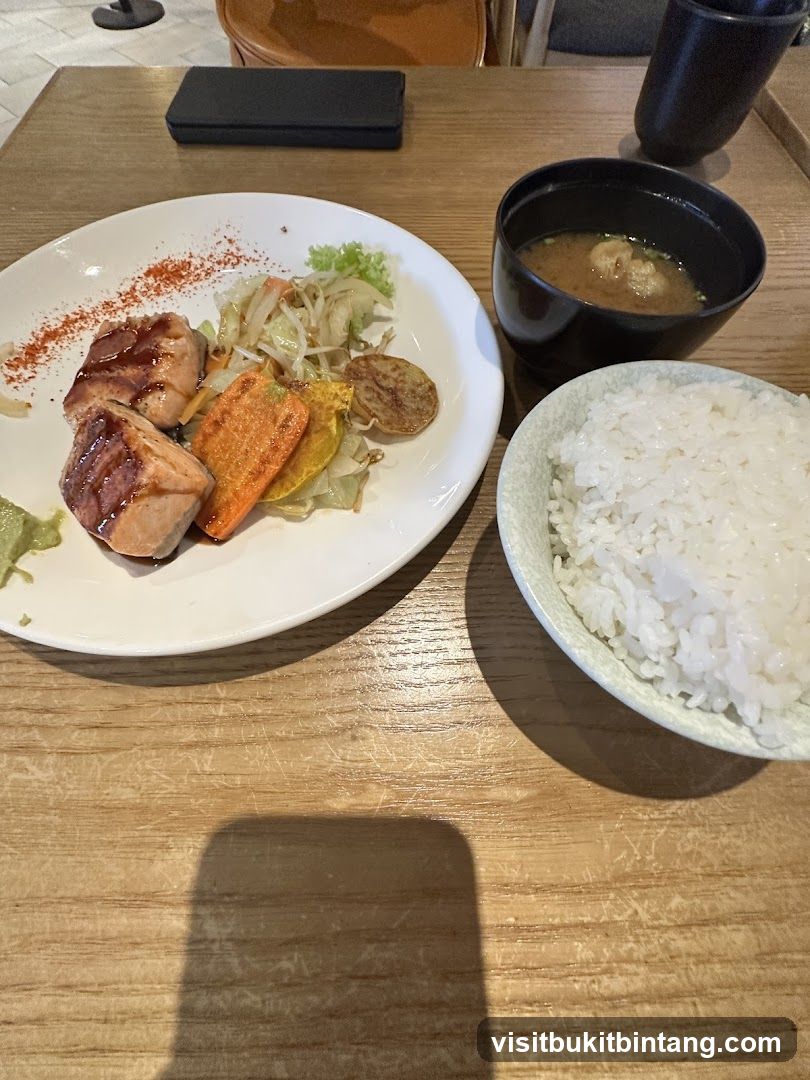 Japanese Meal on Wooden Table