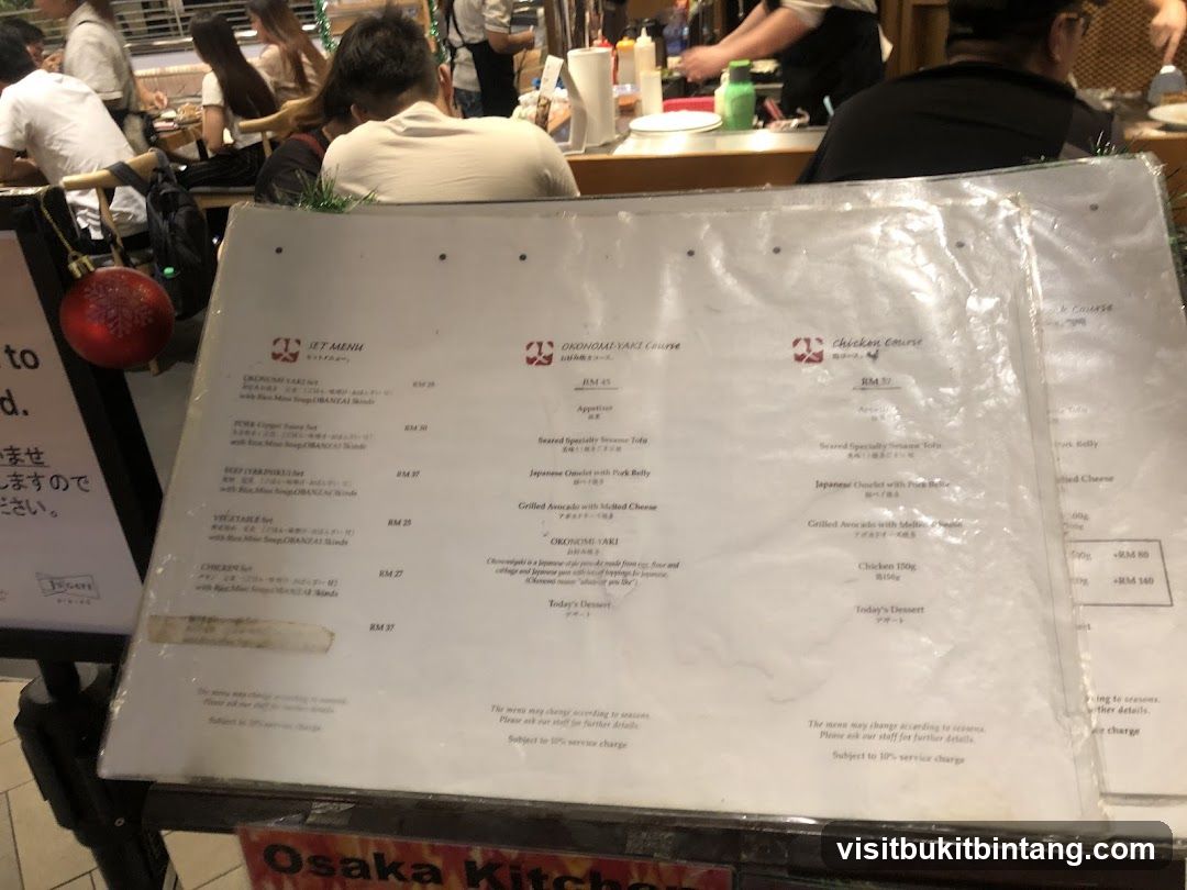Osaka Kitchen Menu