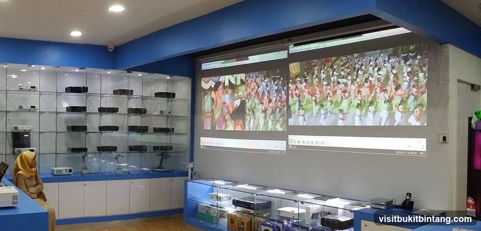 Electronics Store Interior with Projector Display